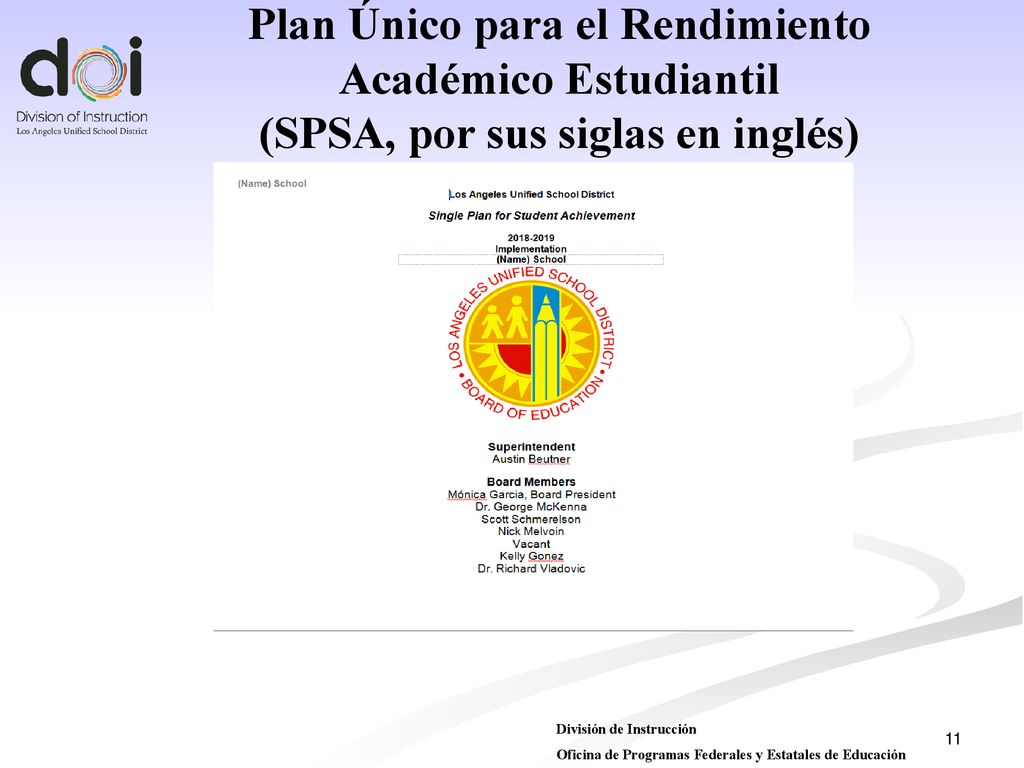 Plan Único para el Rendimiento Académico Estudiantil (SPSA, por sus siglas en inglés)
