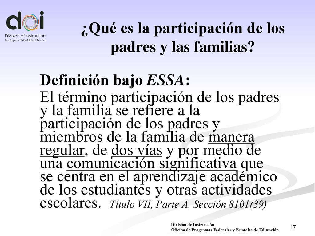¿Qué es la participación de los padres y las familias