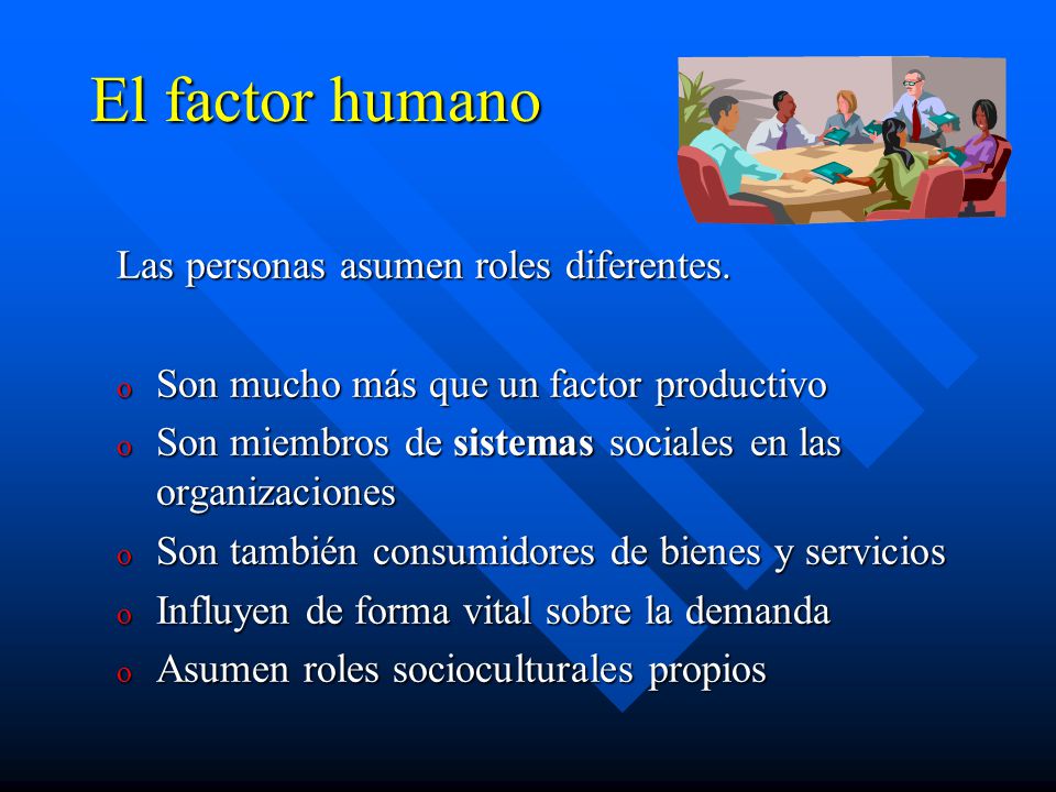 El factor humano Las personas asumen roles diferentes.