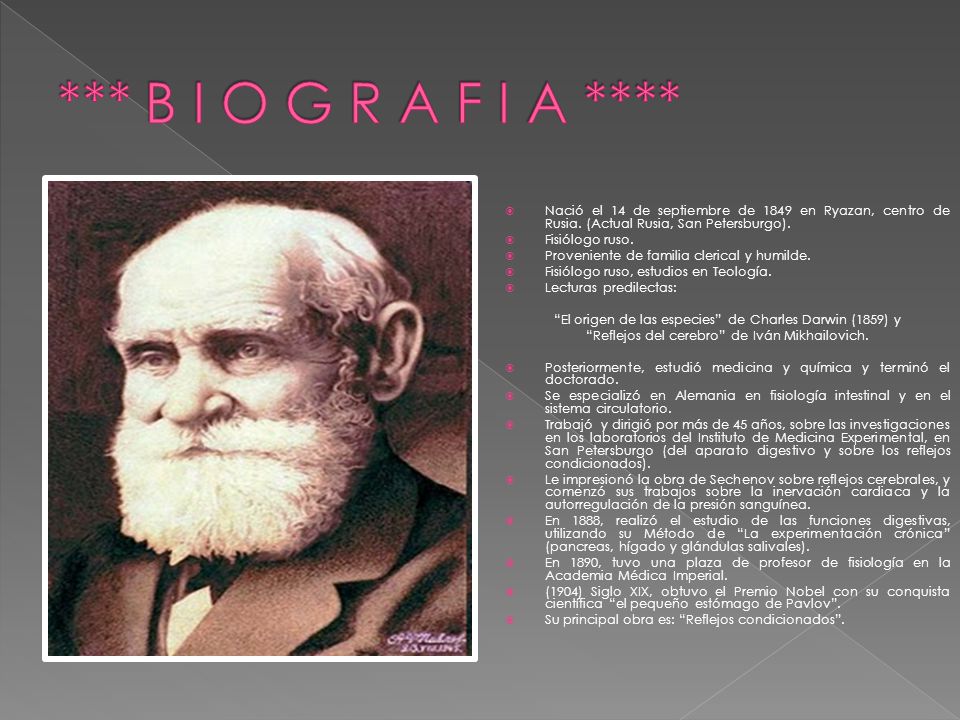 *** B I O G R A F I A **** Nació el 14 de septiembre de 1849 en Ryazan, centro de Rusia. (Actual Rusia, San Petersburgo).