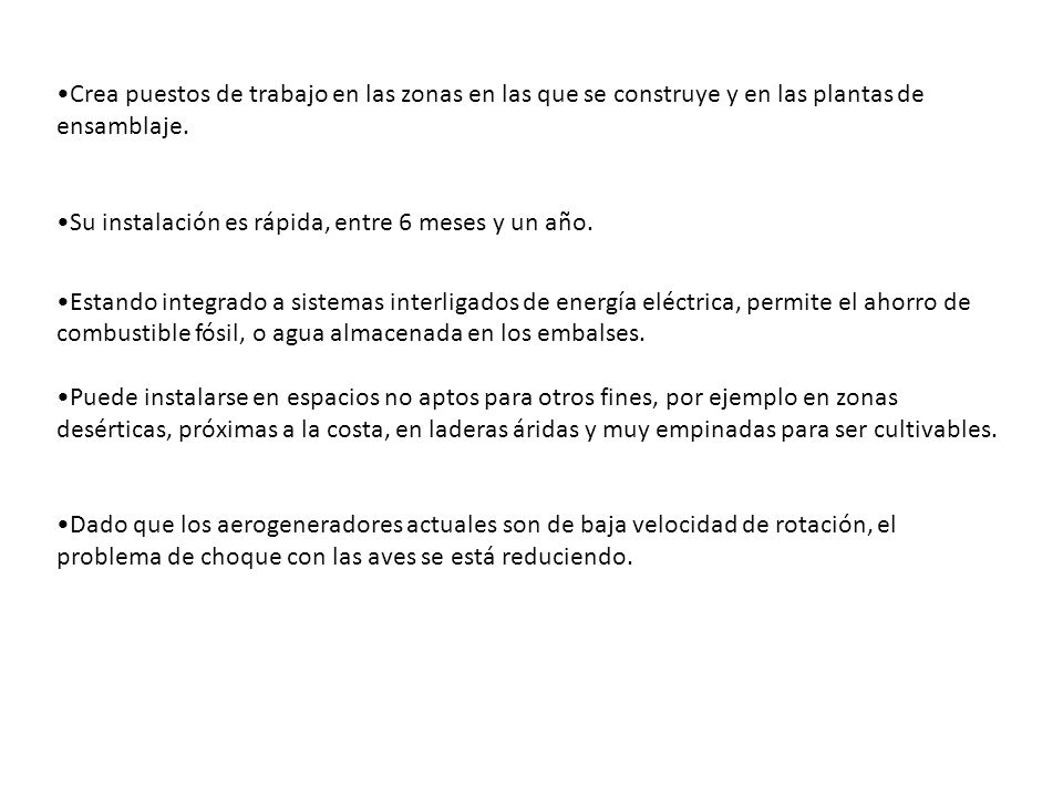 Crea puestos de trabajo en las zonas en las que se construye y en las plantas de ensamblaje.