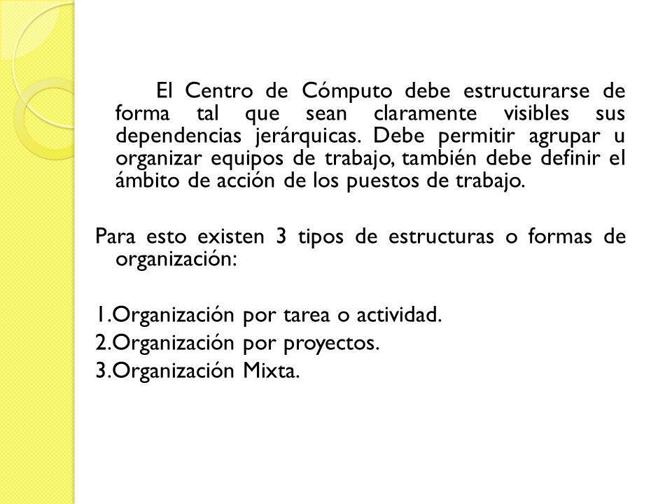 El Centro de Cómputo debe estructurarse de forma tal que sean claramente visibles sus dependencias jerárquicas.