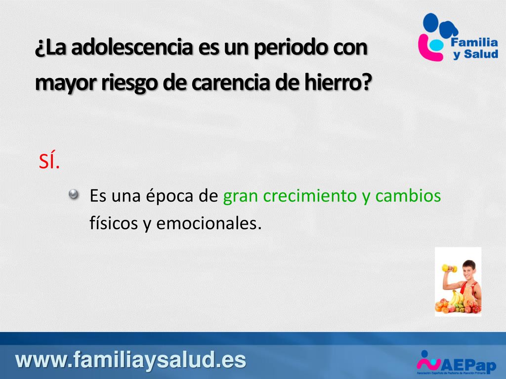 ¿La adolescencia es un periodo con mayor riesgo de carencia de hierro