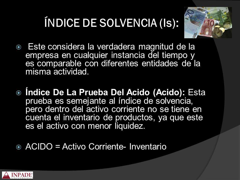 ÍNDICE DE SOLVENCIA (Is):