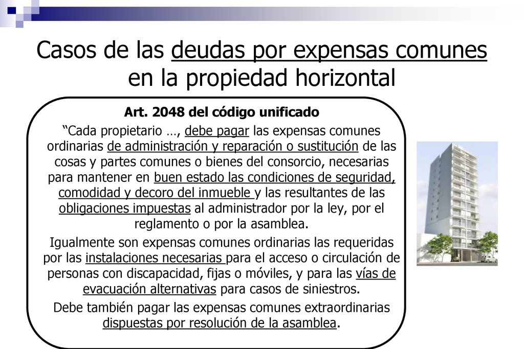 Casos de las deudas por expensas comunes en la propiedad horizontal