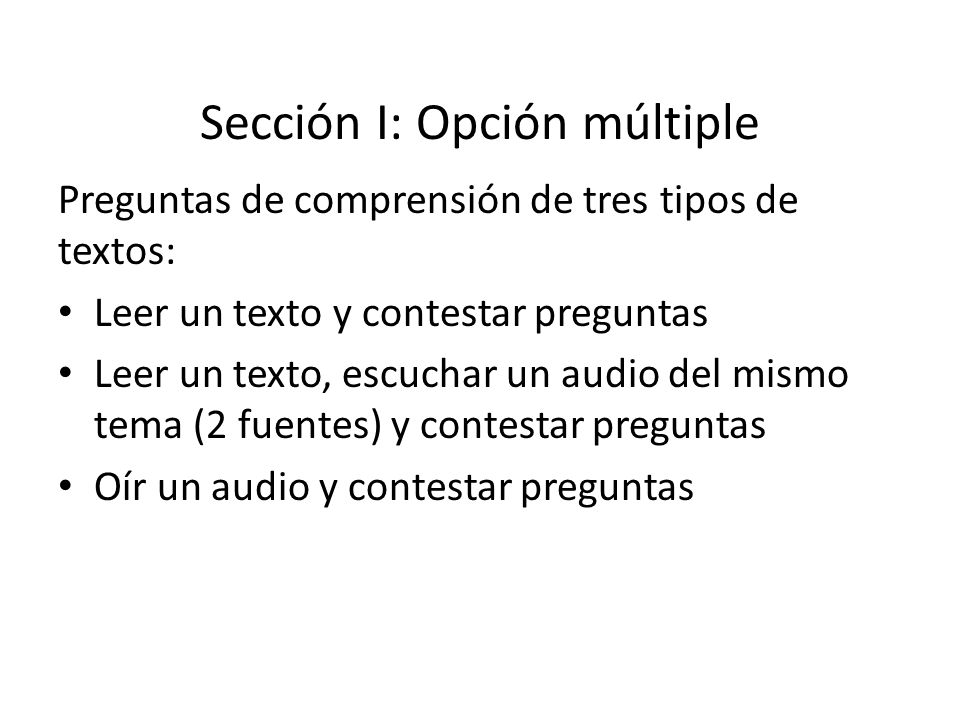 Sección I: Opción múltiple