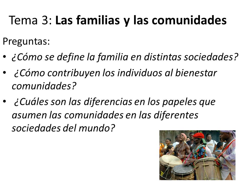 Tema 3: Las familias y las comunidades