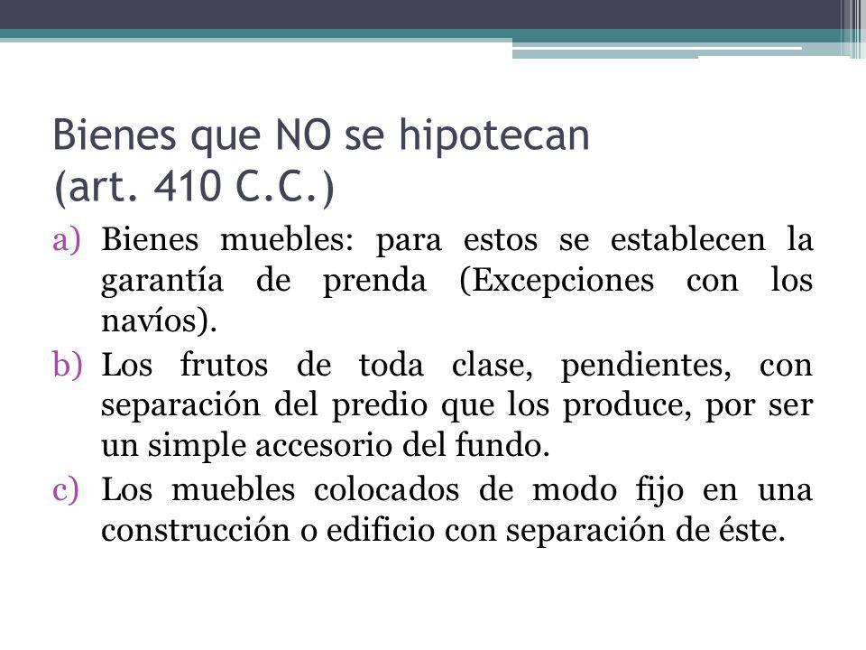 Bienes que NO se hipotecan (art. 410 C.C.)