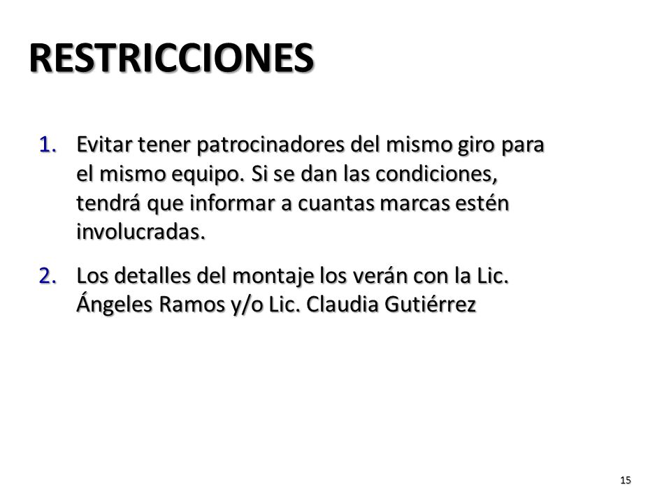 RESTRICCIONES