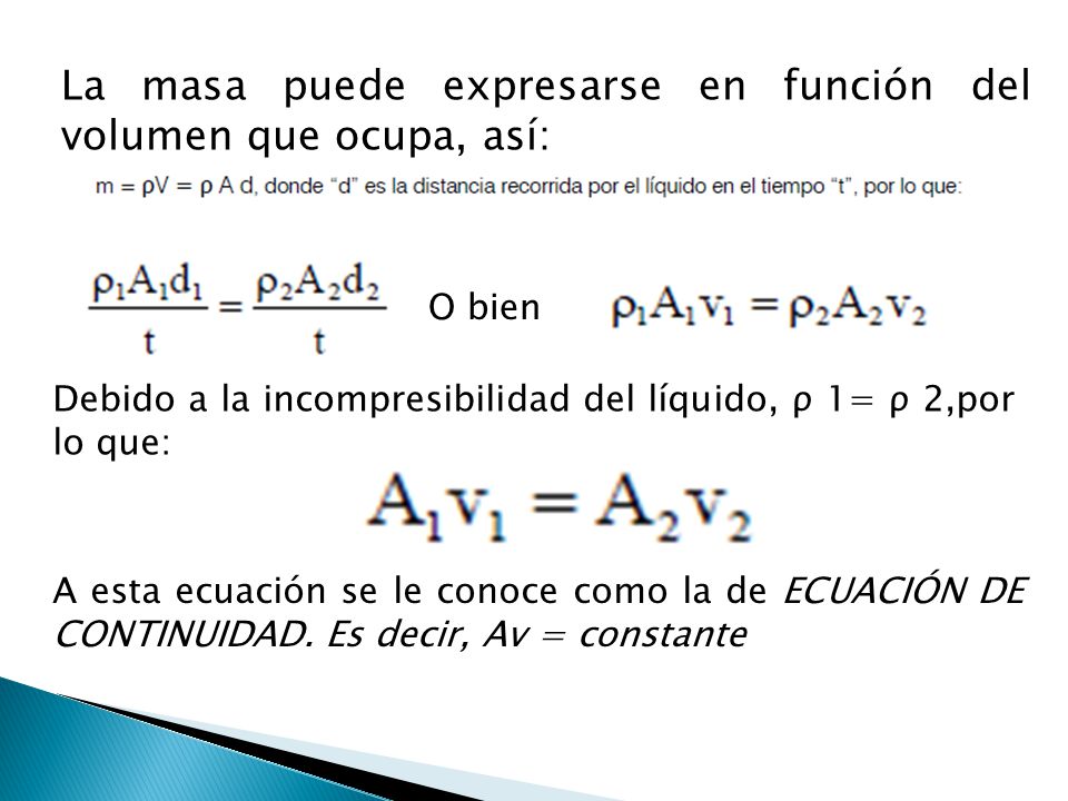 La masa puede expresarse en función del volumen que ocupa, así: