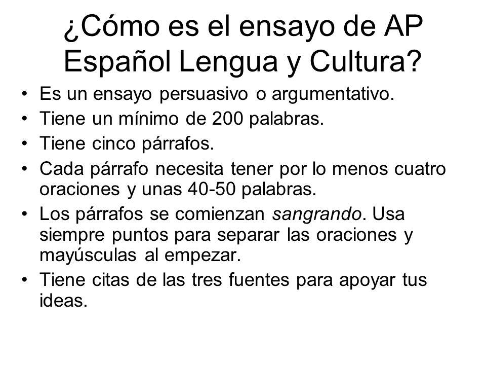 ¿Cómo es el ensayo de AP Español Lengua y Cultura