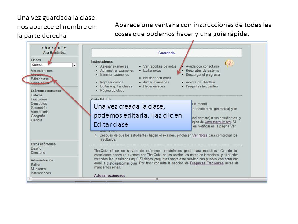 Una vez guardada la clase nos aparece el nombre en la parte derecha