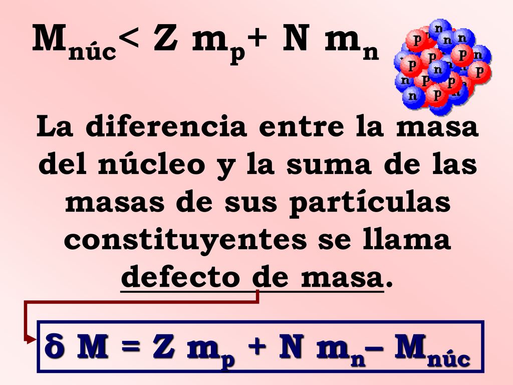 Mnúc< Z mp+ N mn δ M = Z mp + N mn– Mnúc
