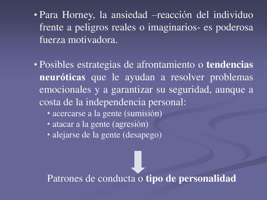 Patrones de conducta o tipo de personalidad