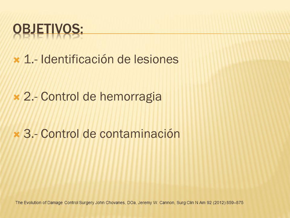 Objetivos: 1.- Identificación de lesiones 2.- Control de hemorragia