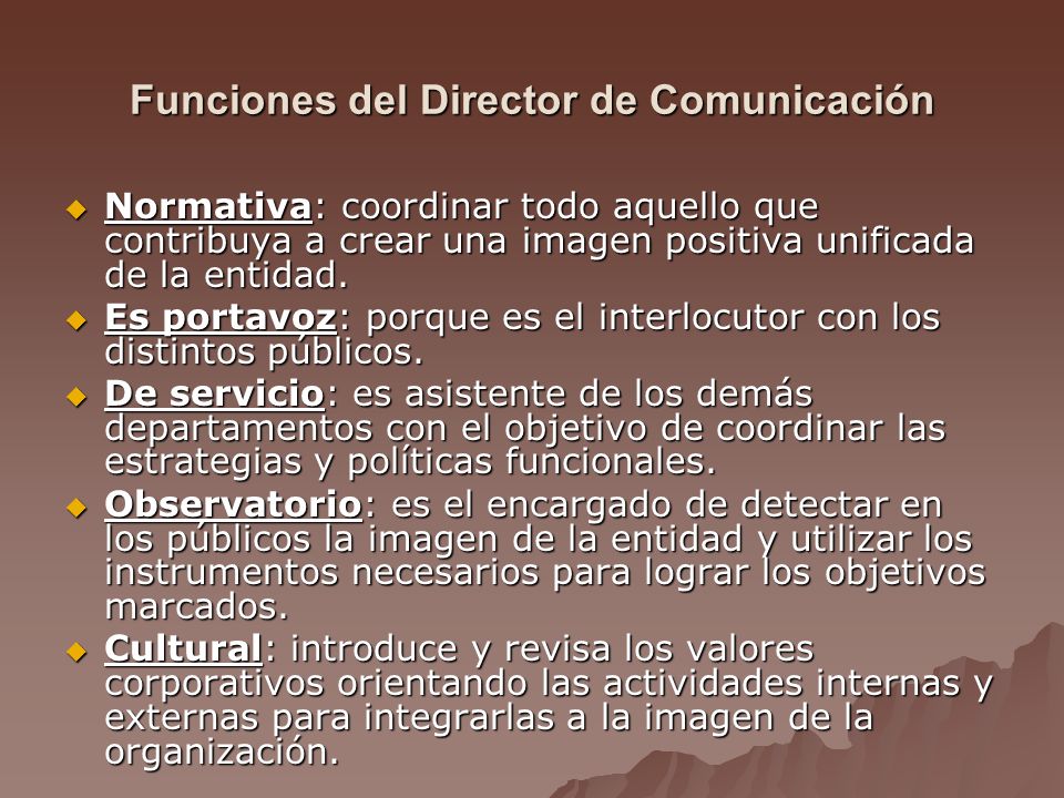 Funciones del Director de Comunicación