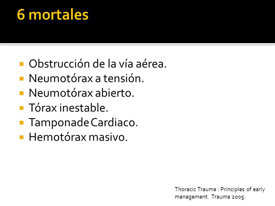 6 mortales Obstrucción de la vía aérea. Neumotórax a tensión.