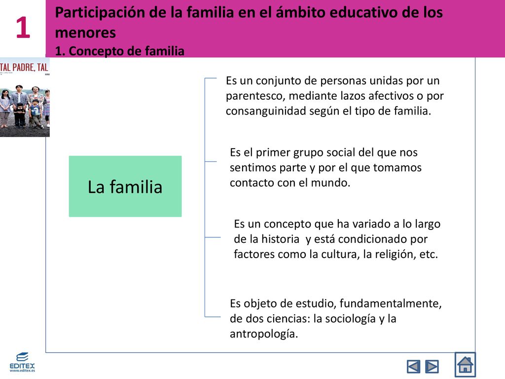 1 Participación de la familia en el ámbito educativo de los menores 1. Concepto de familia.