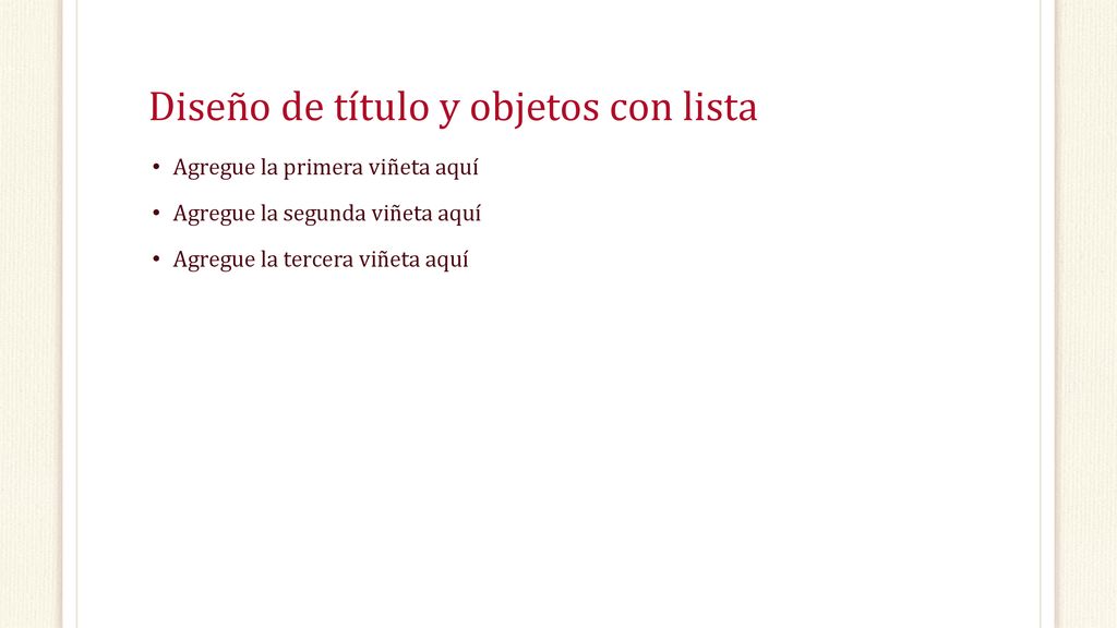Diseño de título y objetos con lista