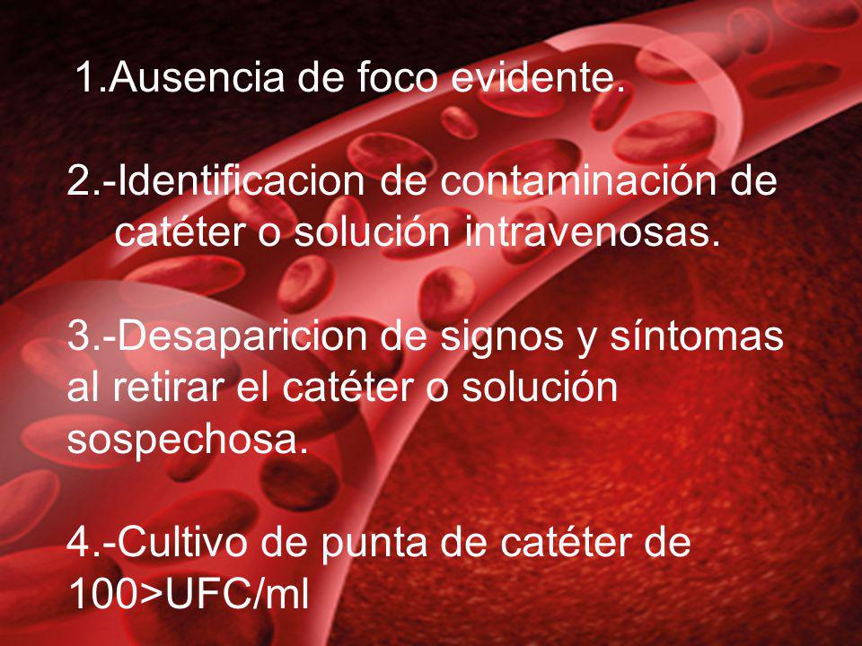 2.-Identificacion de contaminación de catéter o solución intravenosas.
