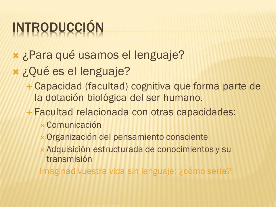 Introducción ¿Para qué usamos el lenguaje ¿Qué es el lenguaje