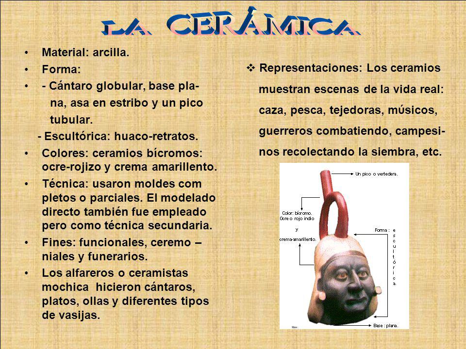 LA CERÁMICA Material: arcilla. Forma: - Cántaro globular, base pla-