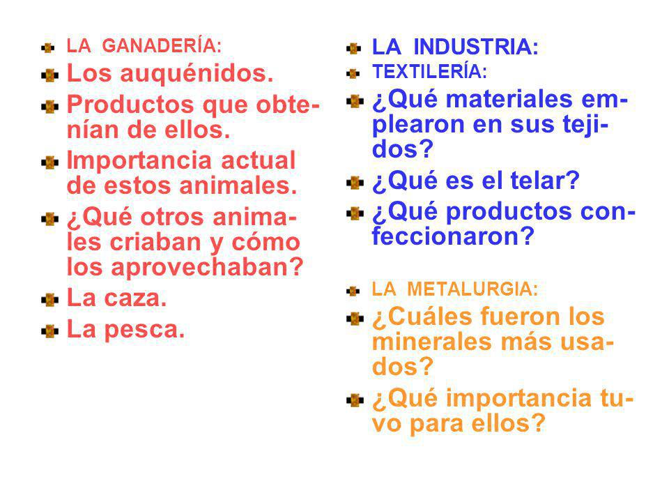 Productos que obte- nían de ellos.