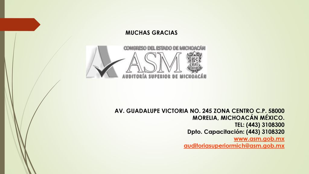 MUCHAS GRACIAS AV. GUADALUPE VICTORIA NO. 245 ZONA CENTRO C.P MORELIA, MICHOACÁN MÉXICO. TEL: (443)