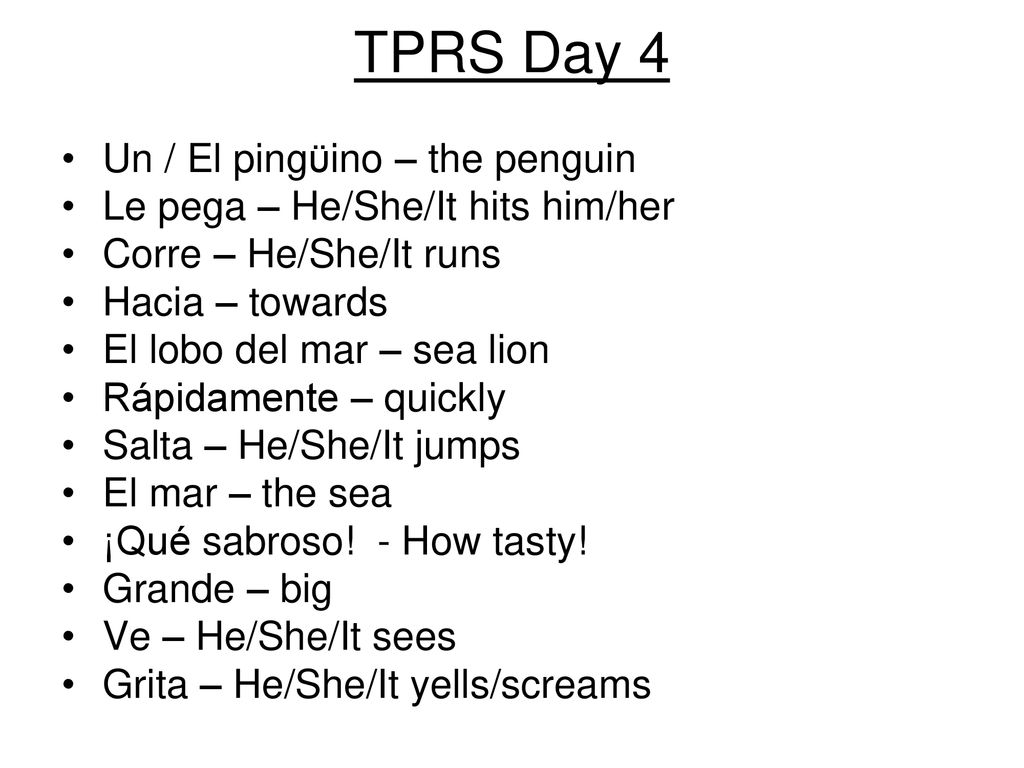 TPRS Day 4 Un / El pingϋino – the penguin