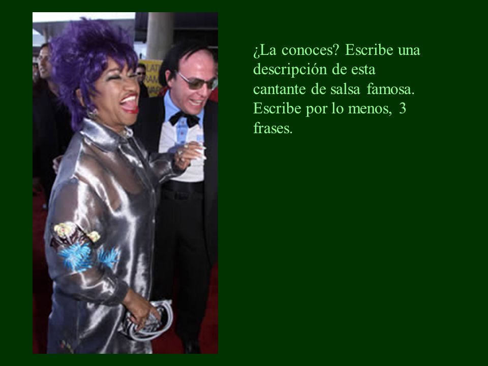 ¿La conoces. Escribe una descripción de esta cantante de salsa famosa
