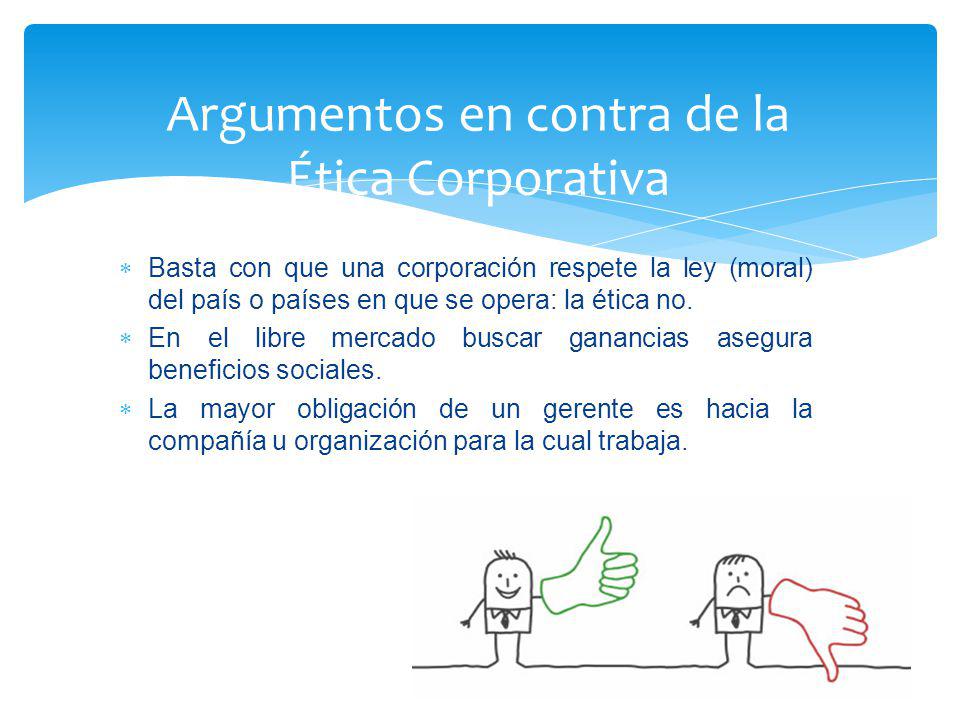 Argumentos en contra de la Ética Corporativa