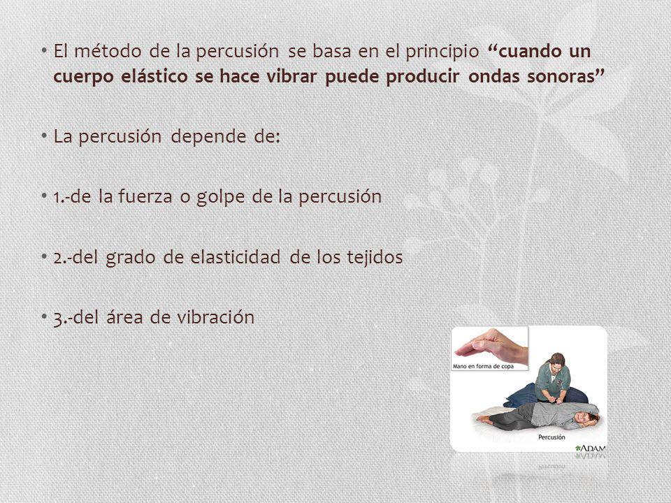 El método de la percusión se basa en el principio cuando un cuerpo elástico se hace vibrar puede producir ondas sonoras