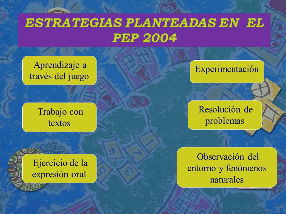 ESTRATEGIAS PLANTEADAS EN EL PEP 2004