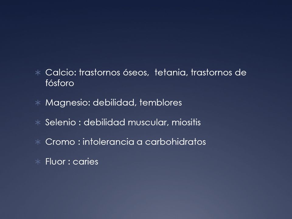 Calcio: trastornos óseos, tetania, trastornos de fósforo