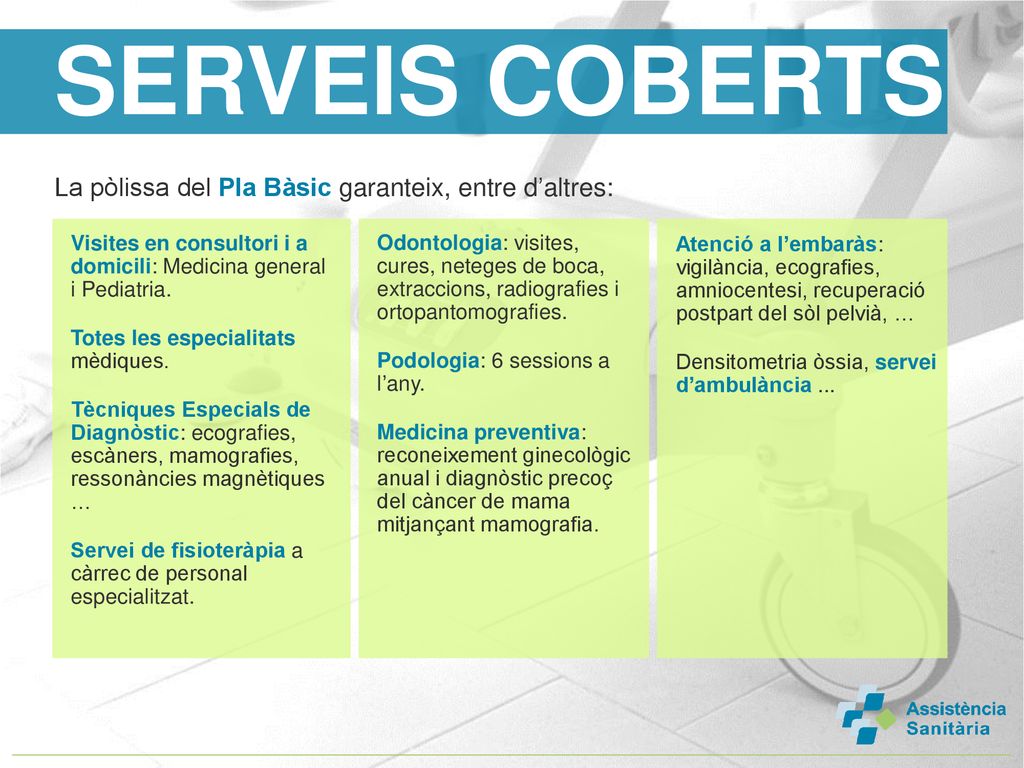 SERVEIS COBERTS La pòlissa del Pla Bàsic garanteix, entre d’altres: