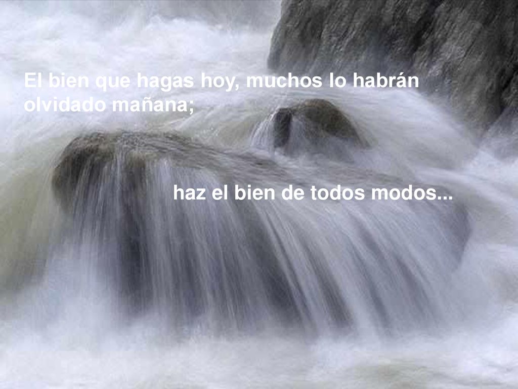 El bien que hagas hoy, muchos lo habrán olvidado mañana;