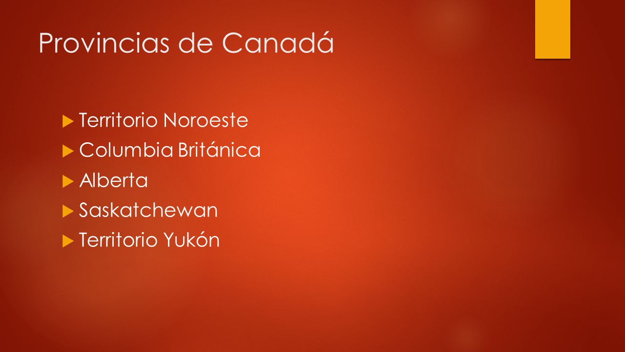 Provincias de Canadá Territorio Noroeste Columbia Británica Alberta