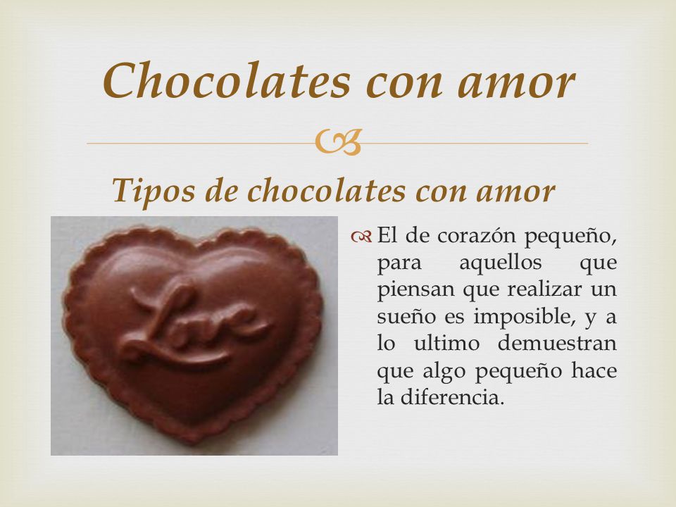 Tipos de chocolates con amor
