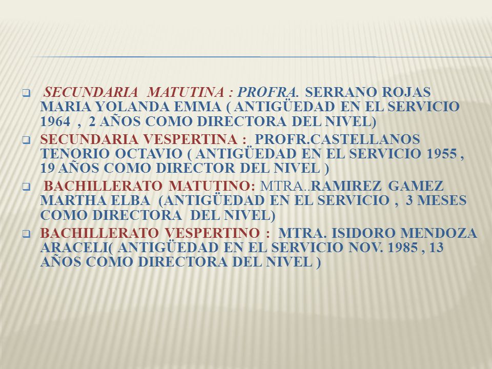 SECUNDARIA MATUTINA : PROFRA
