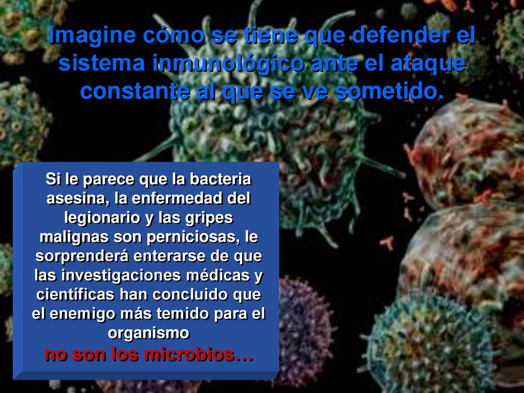 Imagine cómo se tiene que defender el sistema inmunológico ante el ataque constante al que se ve sometido.