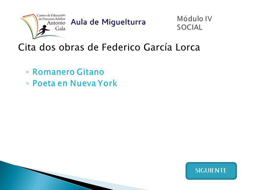Cita dos obras de Federico García Lorca