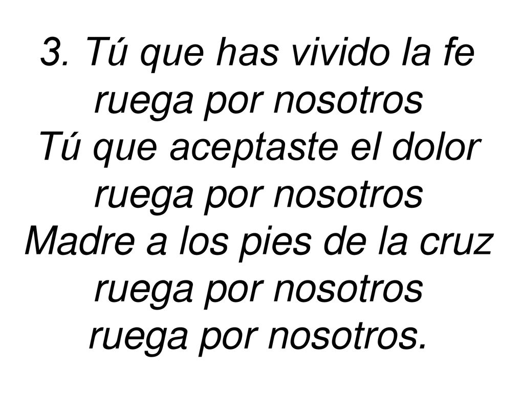 Tú que aceptaste el dolor Madre a los pies de la cruz