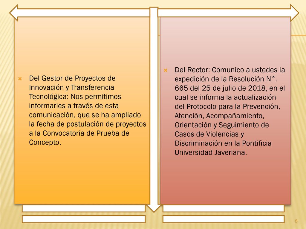 Del Gestor de Proyectos de Innovación y Transferencia Tecnológica: Nos permitimos informarles a través de esta comunicación, que se ha ampliado la fecha de postulación de proyectos a la Convocatoria de Prueba de Concepto.