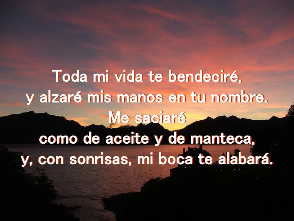 Toda mi vida te bendeciré, y alzaré mis manos en tu nombre. Me saciaré