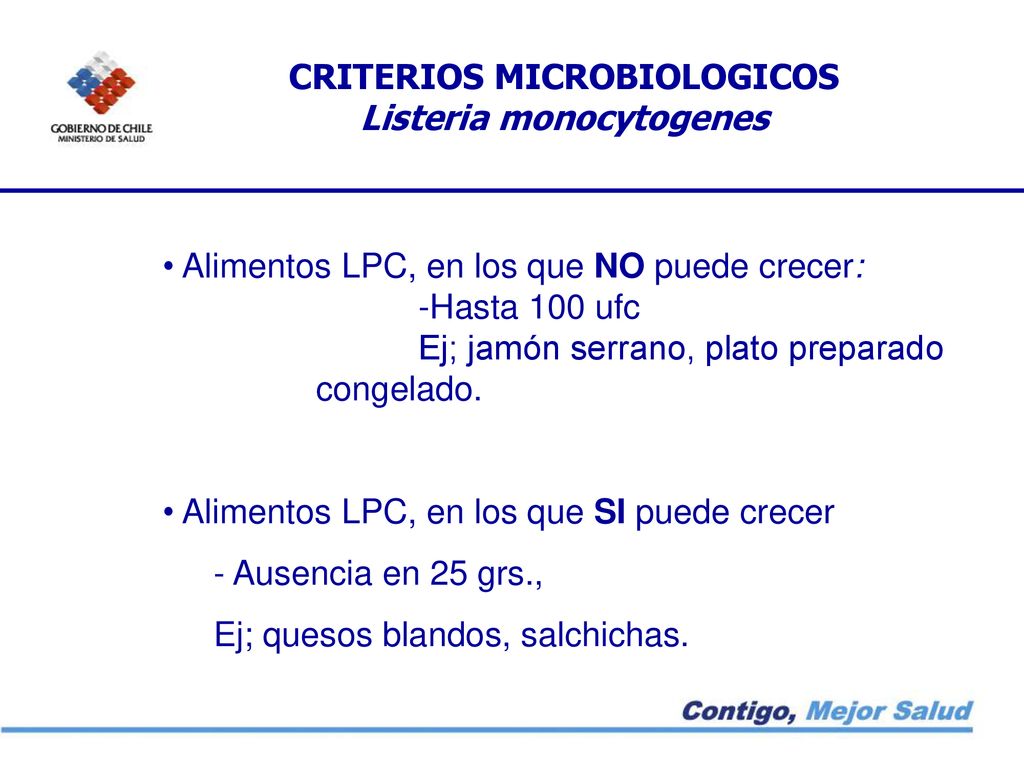 CRITERIOS MICROBIOLOGICOS Listeria monocytogenes