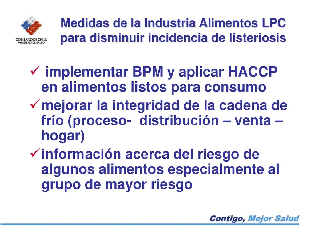 implementar BPM y aplicar HACCP en alimentos listos para consumo