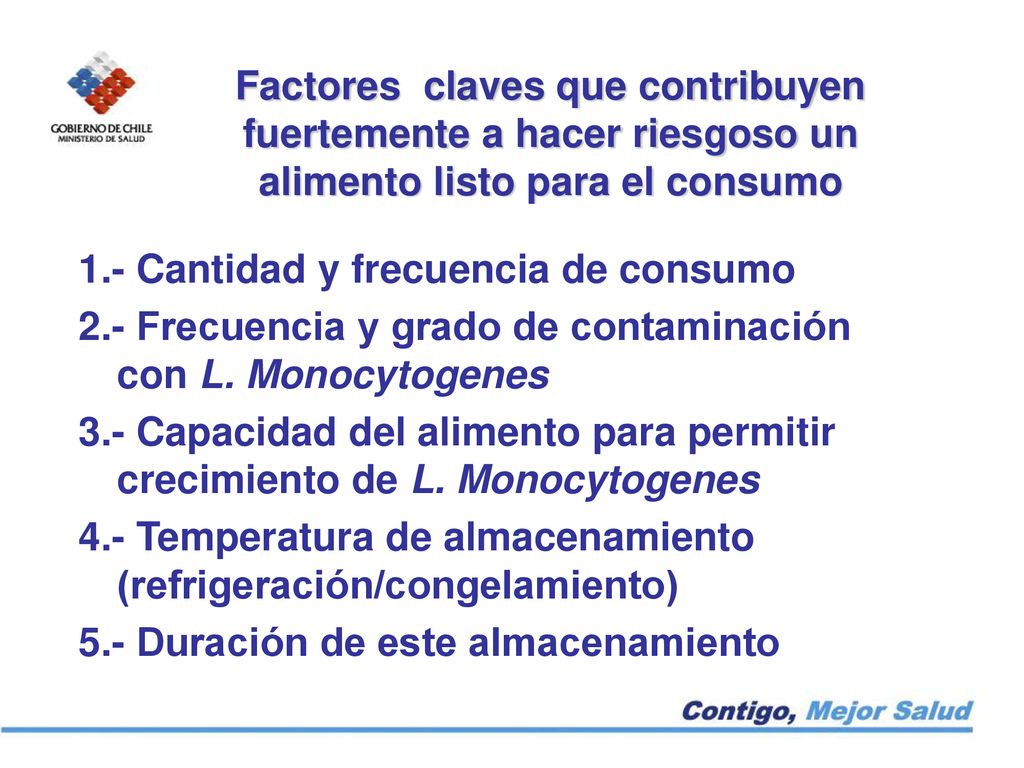 Factores claves que contribuyen fuertemente a hacer riesgoso un alimento listo para el consumo