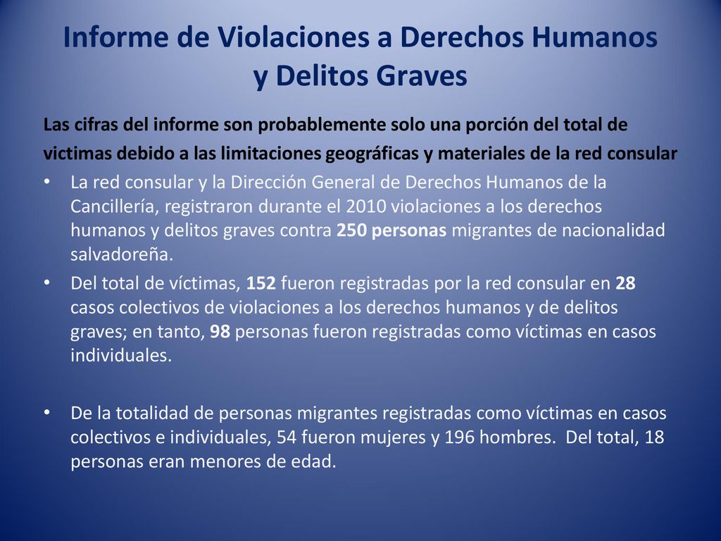 Informe de Violaciones a Derechos Humanos y Delitos Graves