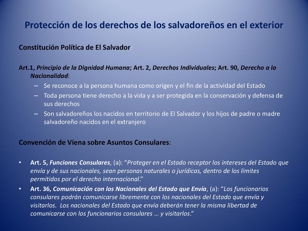Protección de los derechos de los salvadoreños en el exterior