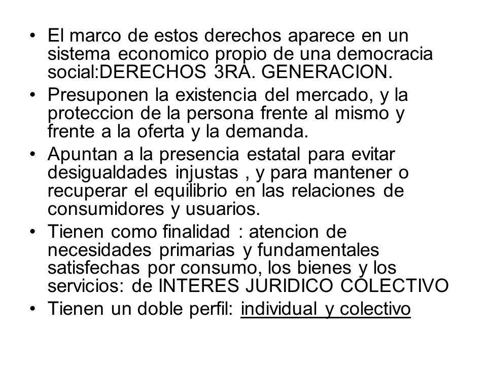 El marco de estos derechos aparece en un sistema economico propio de una democracia social:DERECHOS 3RA. GENERACION.